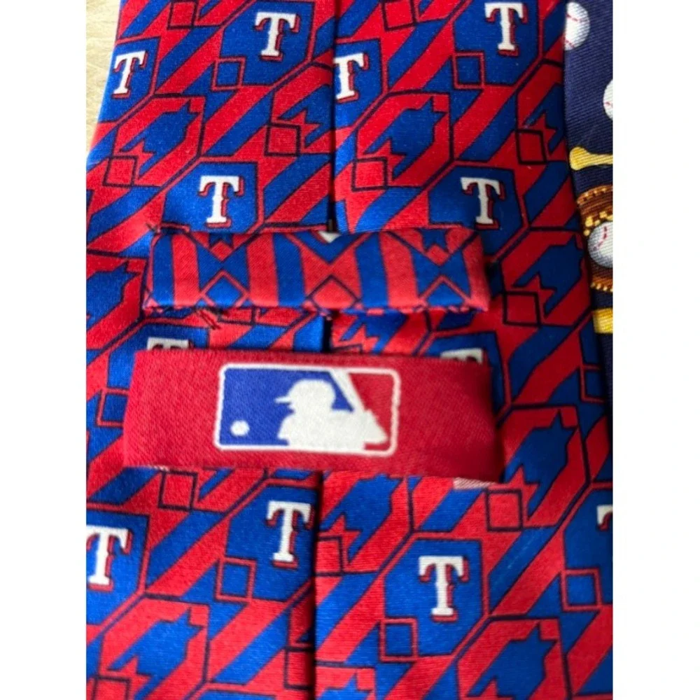 Allyn Silk Necktie Lot of 2 NBA Texas Play Ball Logo Vintage USA Made